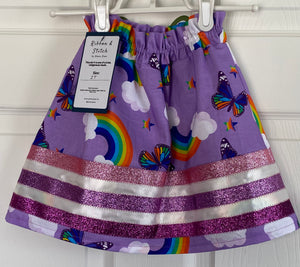 Ribbon Skirt - Purple Rainbows 2T